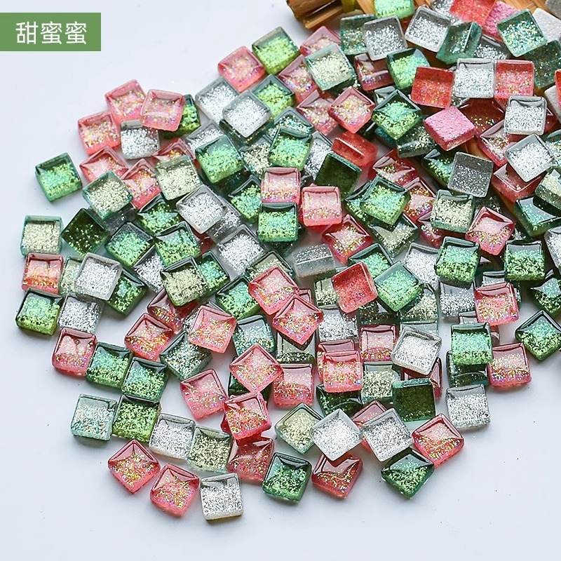 1cmキラキラガラスモザイクDIY子供手作り材料小粒水晶自己貼り付け|undefined