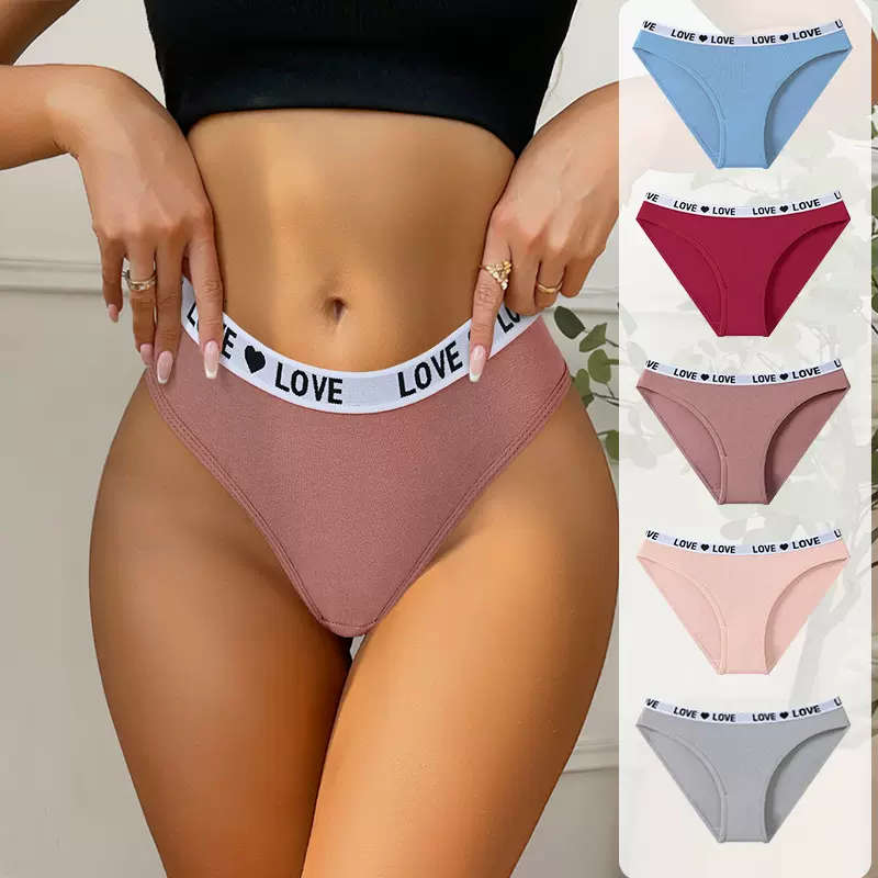 欧美跨境女士内裤性感运动系字母棉质内裤女无痕低腰女式三角裤
