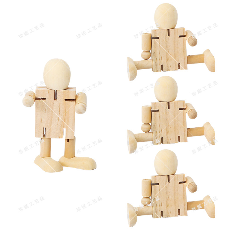 Madera DIY blanco embrión robot deformación conjunta marioneta graffiti variedad de juguete para niños madera hombre decoración creativa