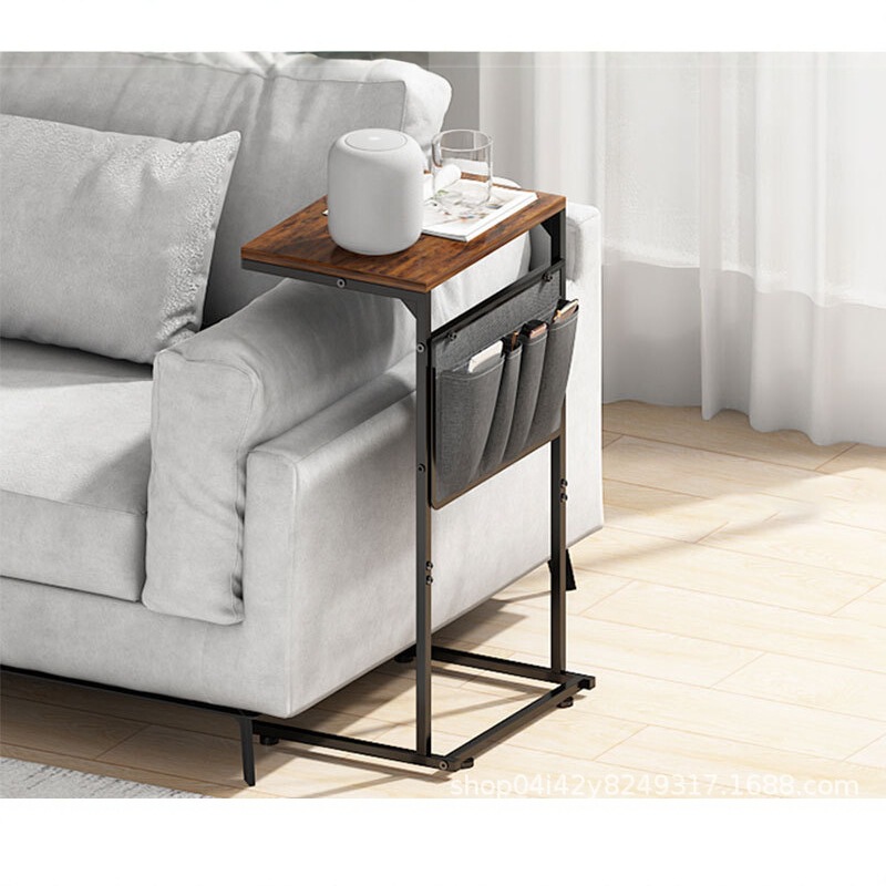 Cross-Border C-Shaped Coffee Table with Storage Bag, Sofa Side Table, Movable Side Table, Bedroom Retro Fashion Dormitory Corner Table