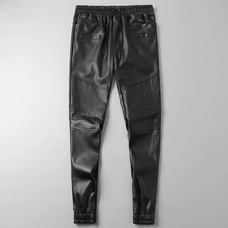 新款中腰外穿韩版黑色春秋保暖休闲真麂皮男士大码皮裤批发