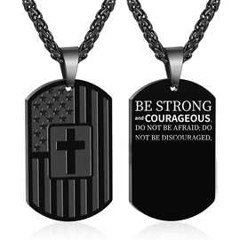 刻字项链TO MYSON男士信仰礼物刻字十字架链条项链不锈钢军牌项链