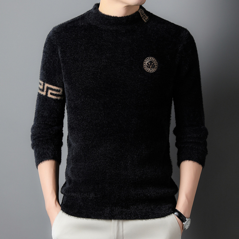 Autumn and Winter Mink Velvet Sweater Men's New Winter Half Turtleneck Mink Velvet Sweater Thickeneded Warm Mink Wool Bottoming Sweater