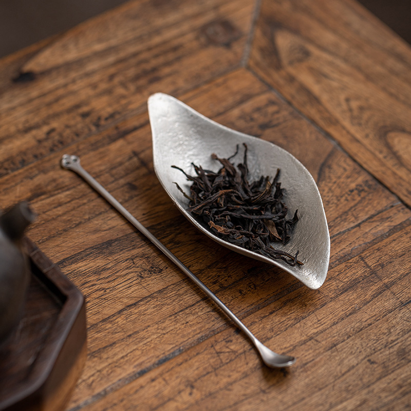 Vintage Zen Tea Handmade Tin Lotus Leaf Tea Awakening Tea Teaspoon Kung Fu Tea Set Tea Ceremony Accessories