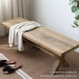 老榆木长凳床尾凳实木中式风侘寂风咖啡馆民宿咖啡馆服装店坐凳