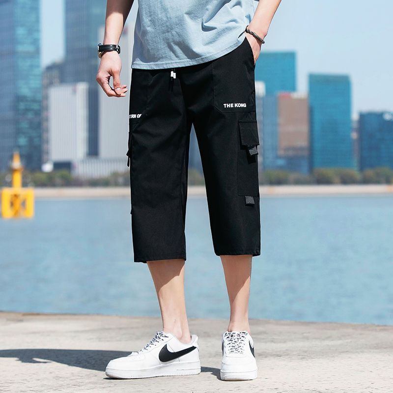Cropped shorts outer pants men's casual pants summer wear 2024 new fashionable ins breathable thin loose workwear
