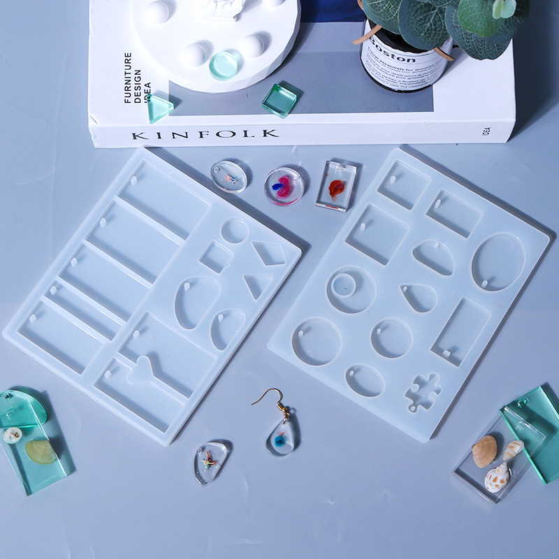 水晶滴膠模具材料包項鍊吊墜硅膠模具 DIY手工飾品水滴正方橢圓拼