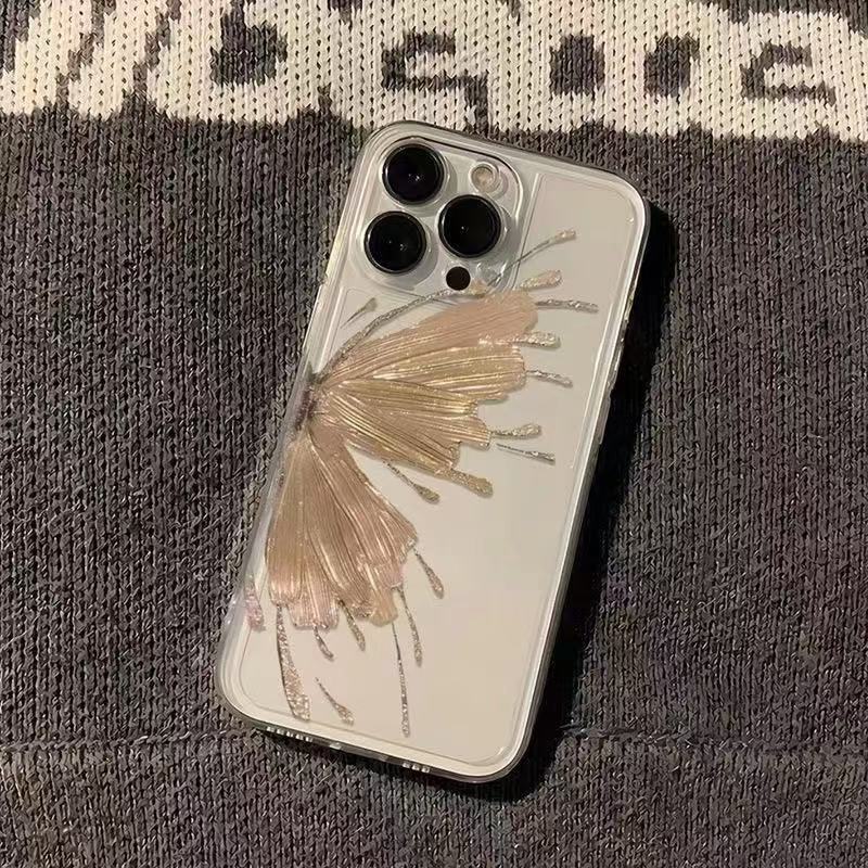 Golden Butterfly para iPhone 16pro funda para teléfono móvil Apple 15 anti-caída 14 Japón y Corea del Sur 13promax nuevo 12pro