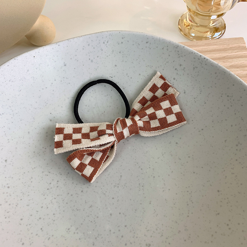 Fashion Checkerboard Knitted Bow Hair Rope Wholesale Nihaojewelry display picture 10