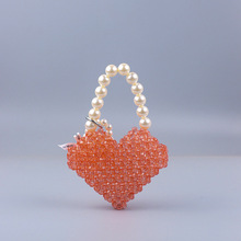 手工串珠新款上新亚克力爱心角珠拼接珍珠晚宴女神聚会手拿手提包
