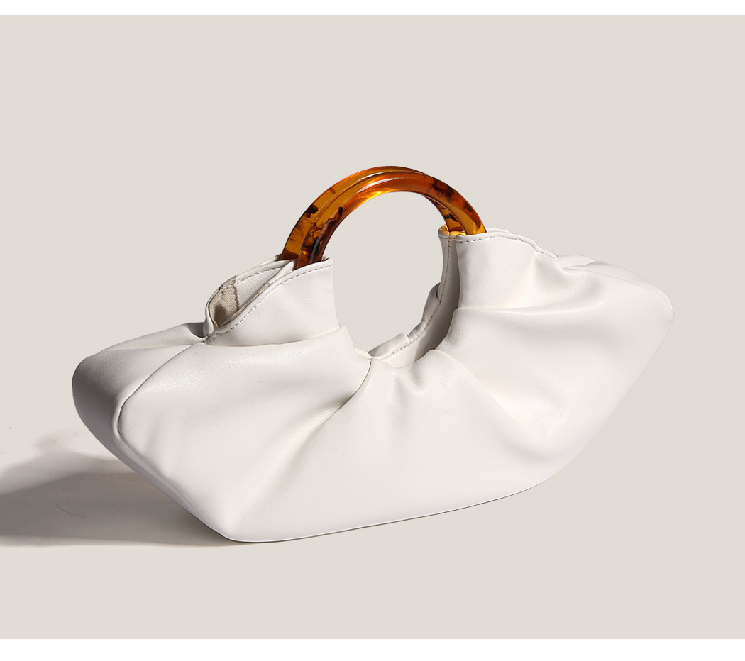 390g Weight Magnetic Buckle Closure Type Ring Handle Strap Type Handbag Bags Type Casual, Daily, Shopping Occasion Pu Leather Material Solid Color Pattern All Seasons Season Women's Gender Classic Style Style Cloud Shape Shape Women's Pu Leather Solid Color Classic Style Cloud Shape Magnetic Buckle Handbag 9