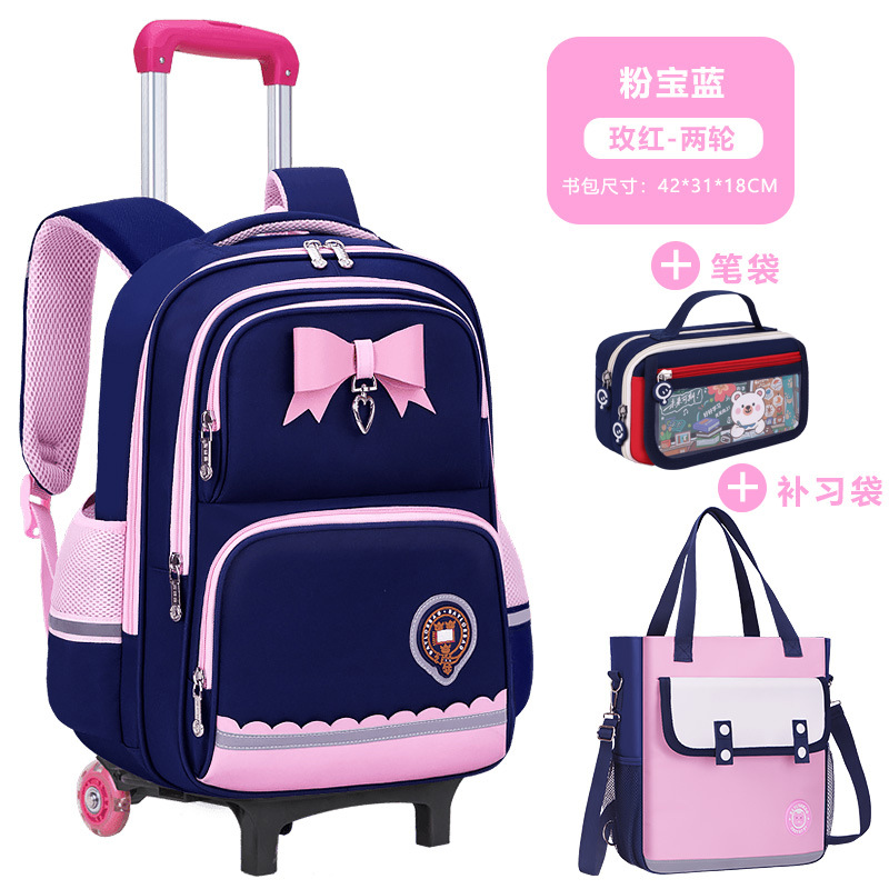 Mochila Escolar con Ruedas para Primaria Grados 2-6 de Tela de Oxford Impermeable Reducción de Carga para Escuela