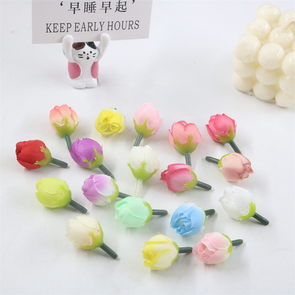 Simulated rose buds, small buds, silk flowers, Changpu women's hairpin accessories, flower head diy wedding candy box bracelet production