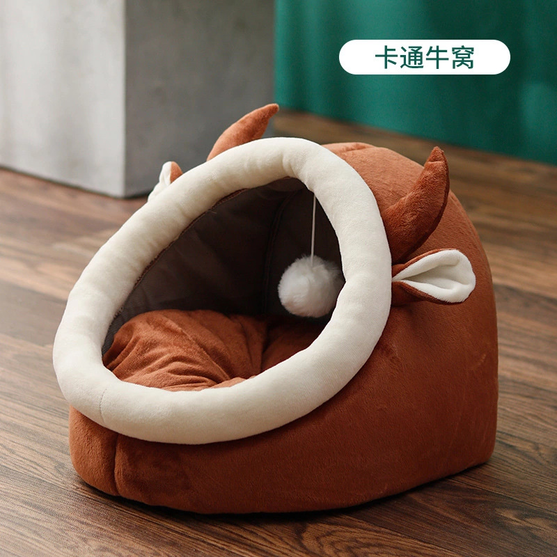 Invierno de invierno caliente cuatro estaciones general casa de gatos semicerrada cama para gatos casa de perros, productos de mascotas