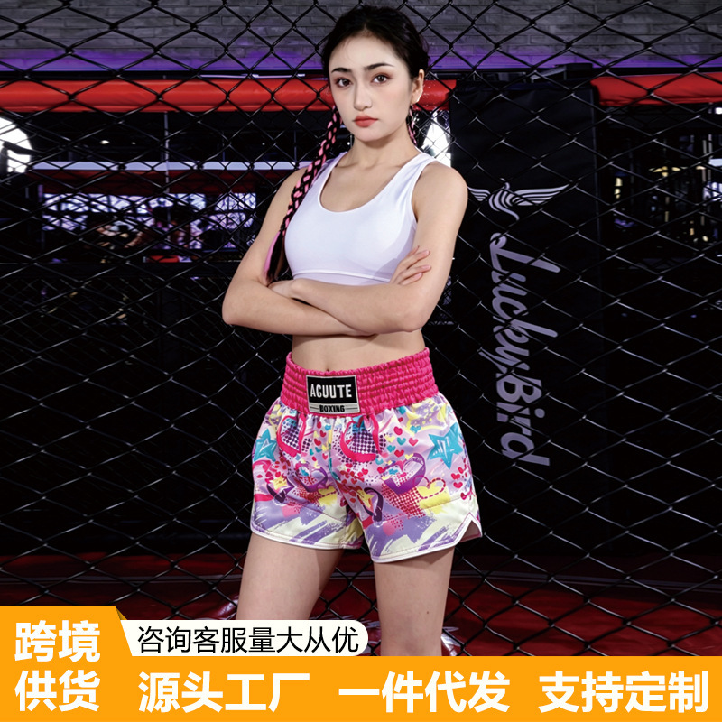 Muay Thai Shorts for Freestyle Fighting, Men's and Women's Running, Combat, Sanda, Sports, Fitness Training Pants, New Cross-Border Supply Model
