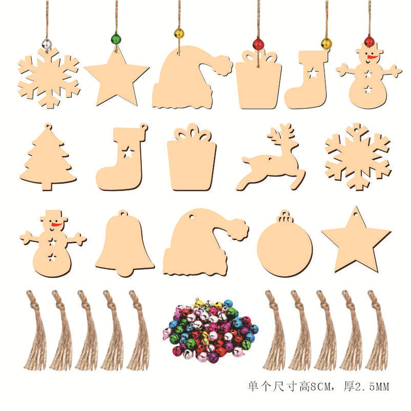 木の工芸品のアイデアクリスマスの木片のペンダントの家庭の装飾品の手描きのDIYの道具のクリスマスのペンダント|undefined