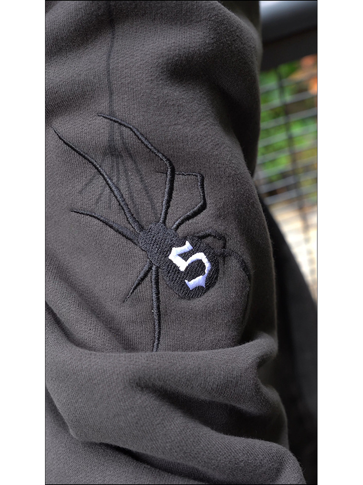 Gothic hoodie oversized met spinnenweb print voor heren_voghion.com