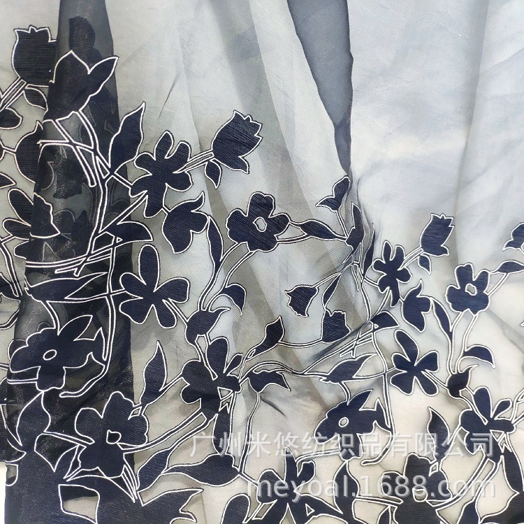 定位立体提花 烧花欧根纱 镂空柔软网纱春夏女装 裙装 半裙面料