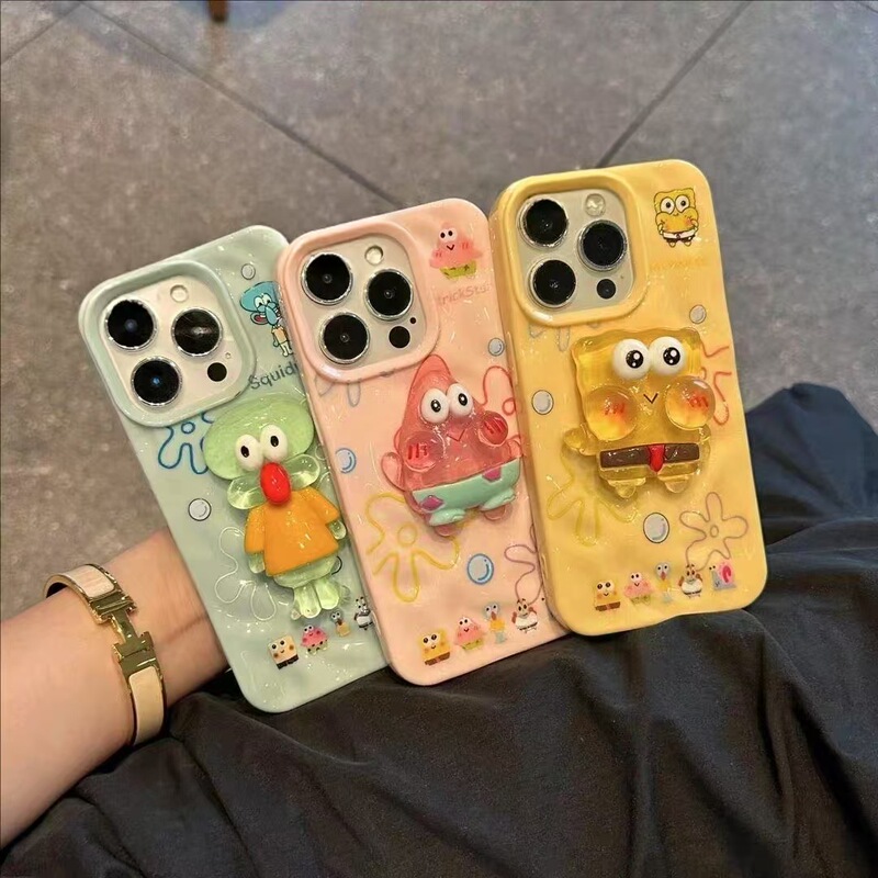 Small Sponge Doll Suitable for Apple 16Promax All-Inclusive Anti-Fall Mobile Phone Case 14 Cute Protective Cover Iphone15 Small Sponge Doll Suitable for Apple 16Promax All-Inclusive Anti-Fall Mobile Phone Case 14 Cute Protective Cover Iphone15