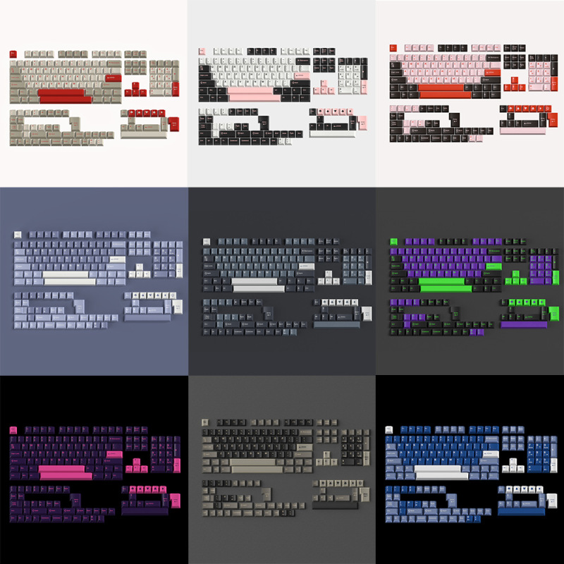 In-Stock Cross-Border Wholesale Retro Gray 163-Key Mechanical Keycap Set, Dual-Color Abs Injection Molding, Original Factory Height