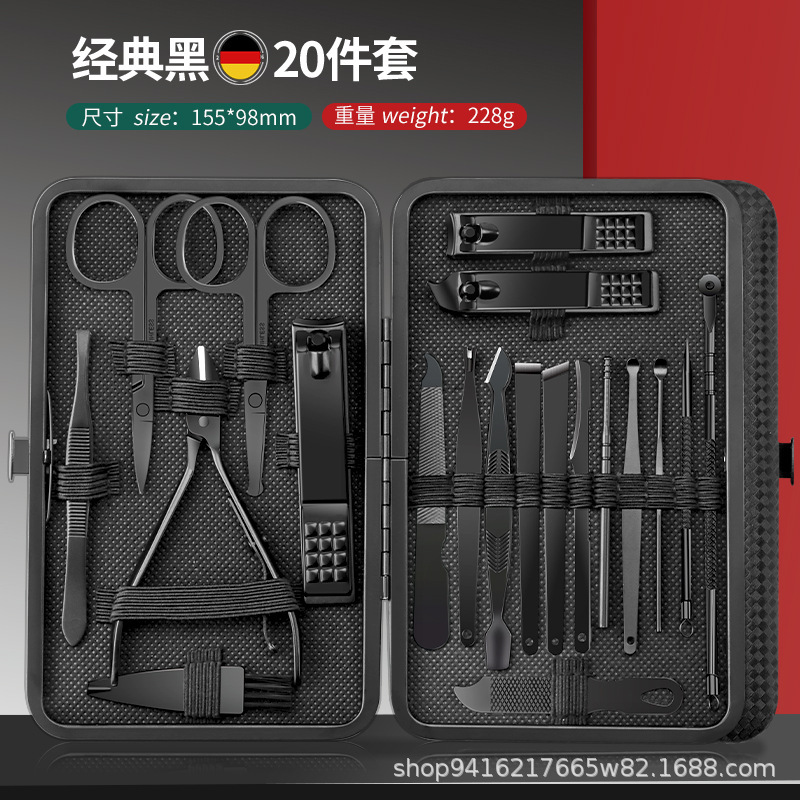 クロスボーダー爪切りマニキュアコンプリートセット黒と赤 24 ピース斜め爪切り 1 ピースマニキュアセット角質はさみ|undefined