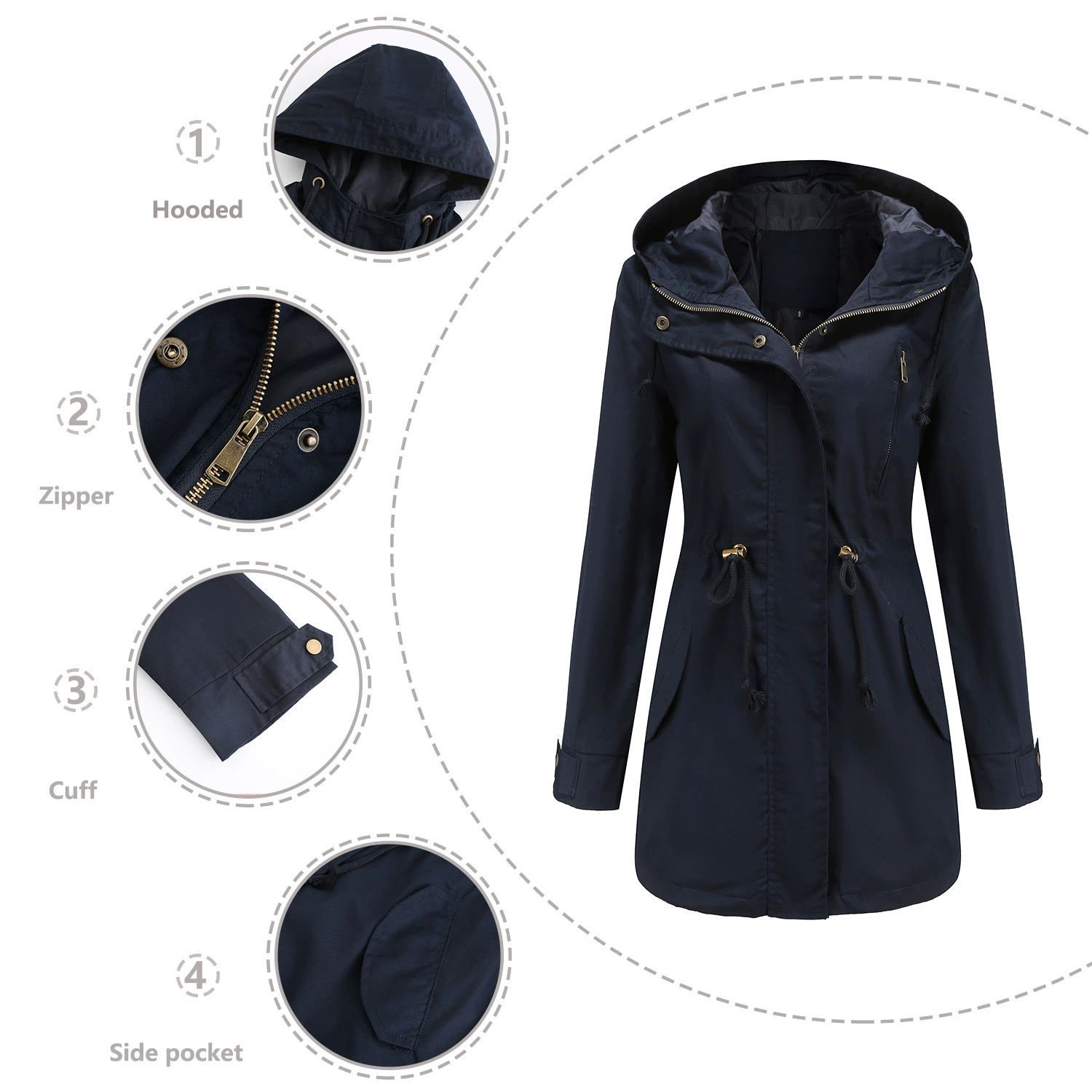 Autumn trench coat, solid jacket, European style, plus size, for import