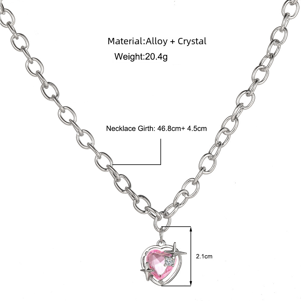 new high-grade sweet cool pink diamond love pendant necklace women's temperament product clavicle chain_voghion.com