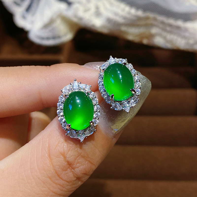 Organic agate universal fashionable elegant earrings jade