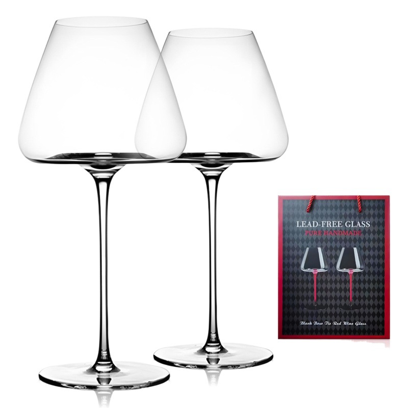 Un par de copas de champán de regalo de hotel de comercio electrónico copa de vino tinto de cristal copa de fondo cóncavo de vientre grande caja de regalo dos