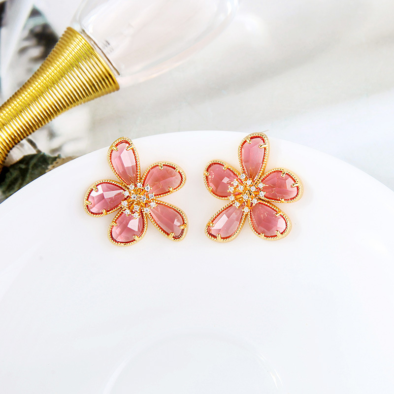 Flower Micro Inlaid New Trendy Earrings display picture 4