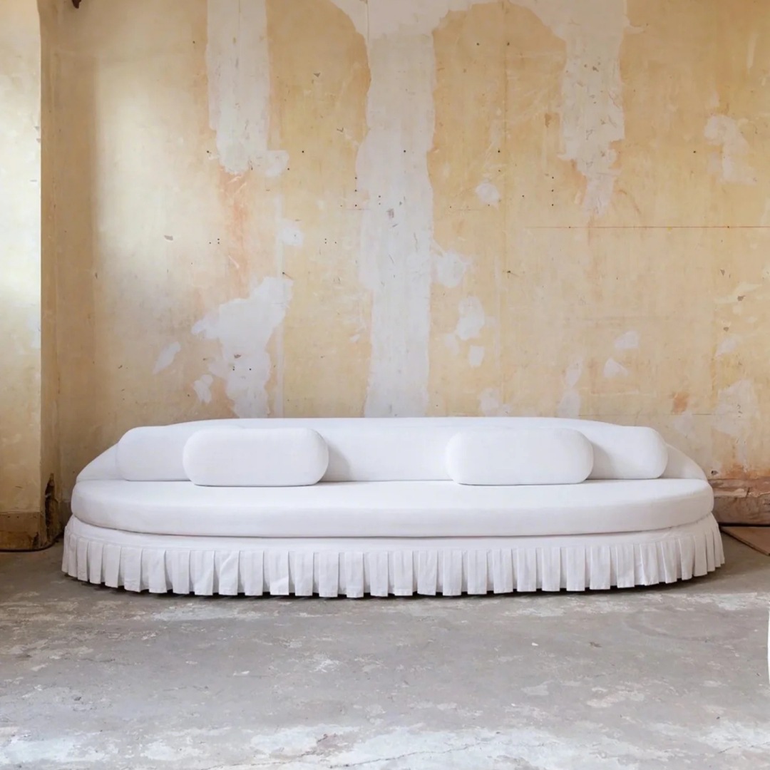 Light French Elegant White Cotton and Linen Four Sofa Skirt Wabi-Sabi Style Living Room Sofa Ruffled Sofa Removable and Washable