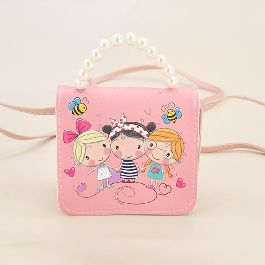 Women's Small Pu Leather Cartoon Cute Beading Square Flip Cover Coin Purse display picture 3