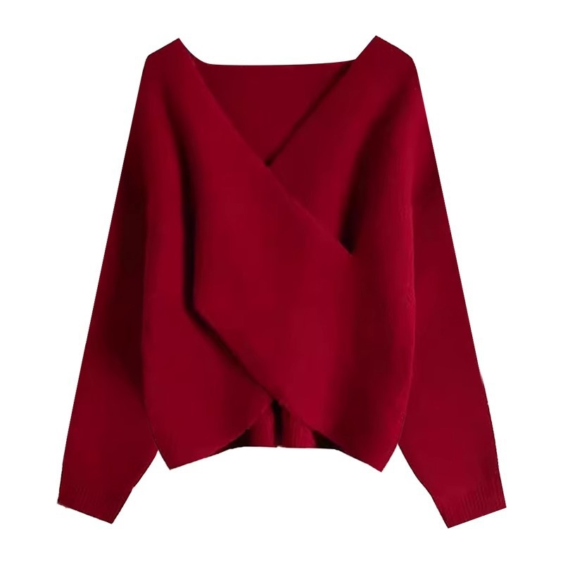 2024 겨울 새로운 패션 서양식 시대 감소 새해 분위기 레드 니트 스웨터 원피스 투피스 세트