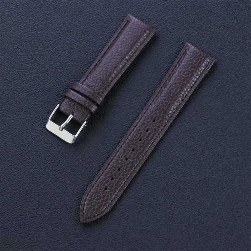 Correa de reloj de cuero genuino con hebilla de textura de lichi, suave, impermeable, duradera, colorida, 10~22 mm, venta al por mayor en stock