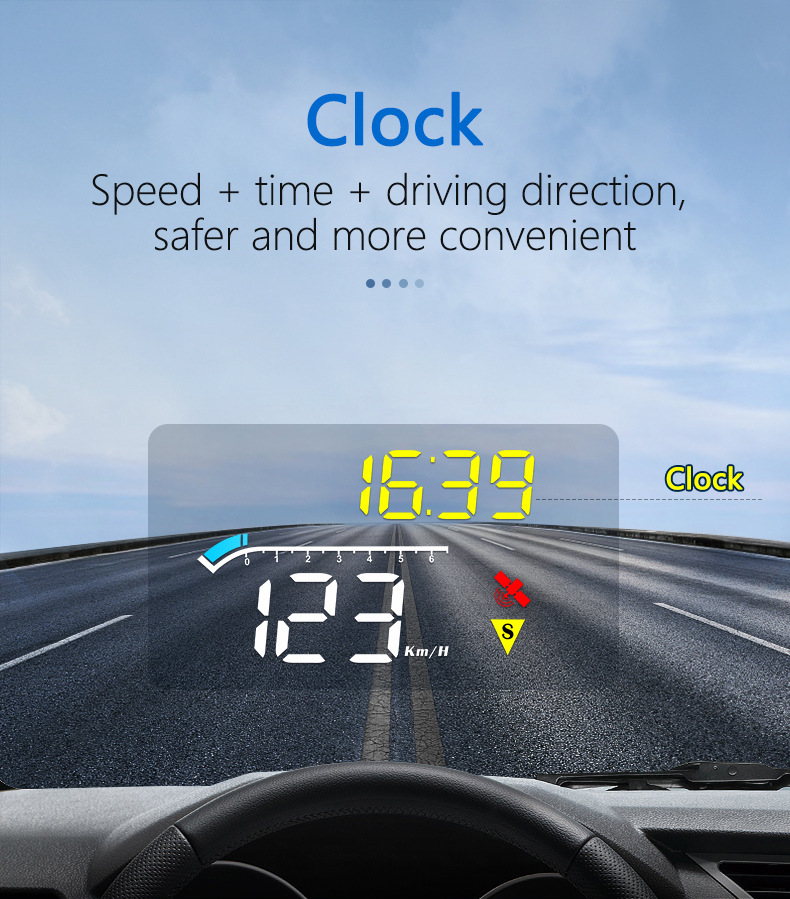 Car Head-Up Display (HUD) with OBD Projection, Color Screen, Multi-Function GPS Dual-System, High-Definition Digital Instrument