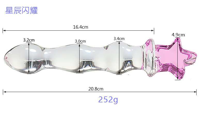 Crystal Glass Dildo Wand, Transparent Heart-Key Design, Smooth Adult Massage Stick — detail image 8