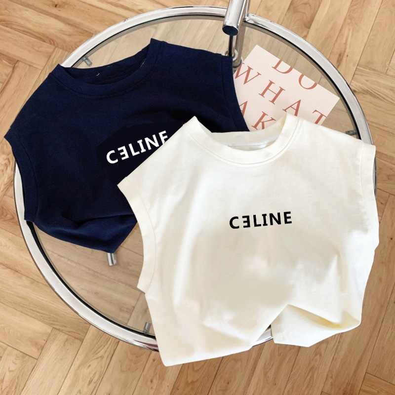 Pure Cotton Baby and Children's Sleeveless T-Shirt 2026 New Stylish Letter Versatile Unisex Vest Tank Top Summer