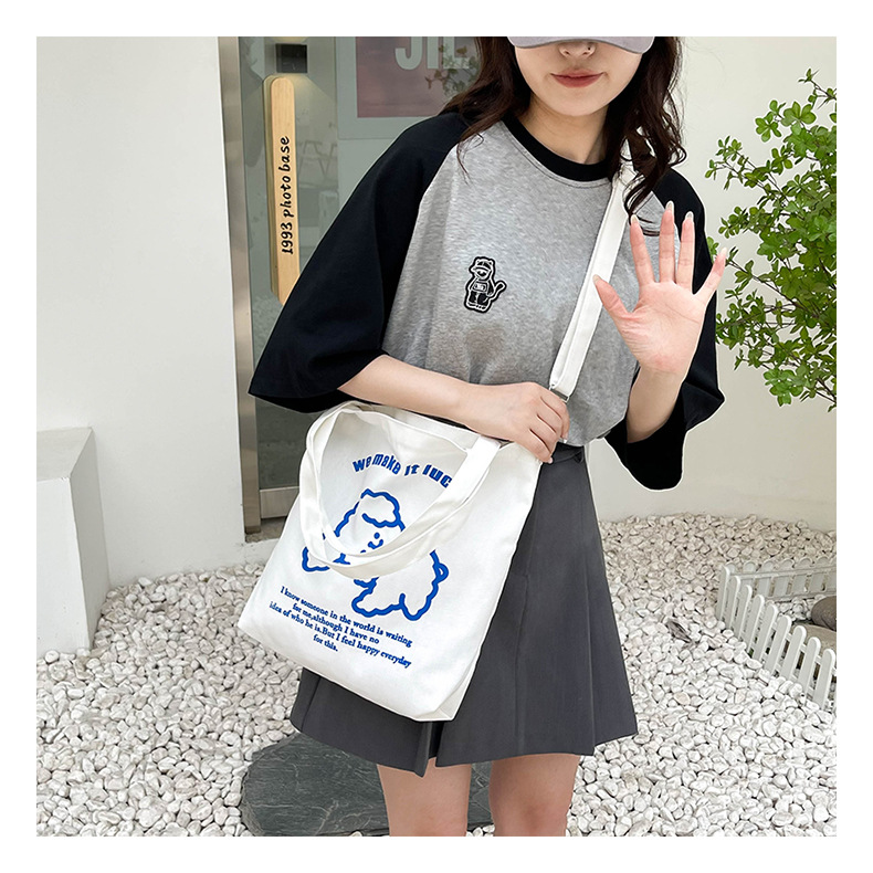 New fashionable and cute canvas bag, simple and large-capacity tote bag, casual and versatile single-shoulder crossbody bag, Douyin consignment undefined