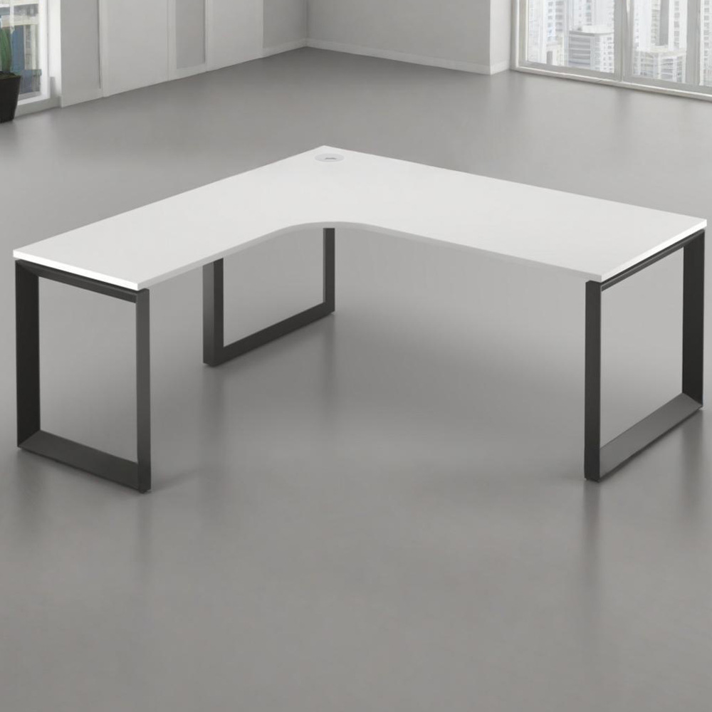 Escritorio de esquina, escritorio de computadora en blanco y negro, escritorio de gerente de moda, escritorio de estudio de dormitorio de alta calidad en forma de L