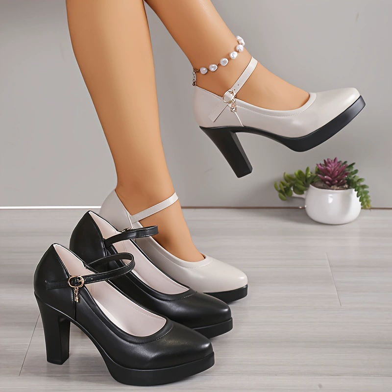 Solid Heel Mary Jane Sexy Ultrahigh Heel Block Heel Mary跨境