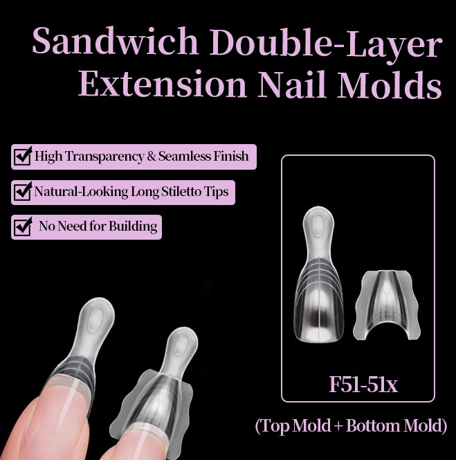 Boxed set of 60 sandwich nail forms with scale, crystal extension nail pieces, cross-border quick phototherapy extension nail forms Boxed set of 60 sandwich nail forms with scale, crystal extension nail pieces, cross-border quick phototherapy extension nail forms