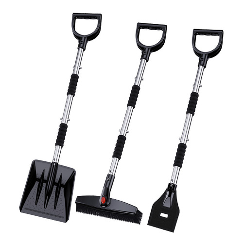 Car snow shovel three-in-one stainless steel snow shovel detachable retractable car winter snow shovel and de-icing tool