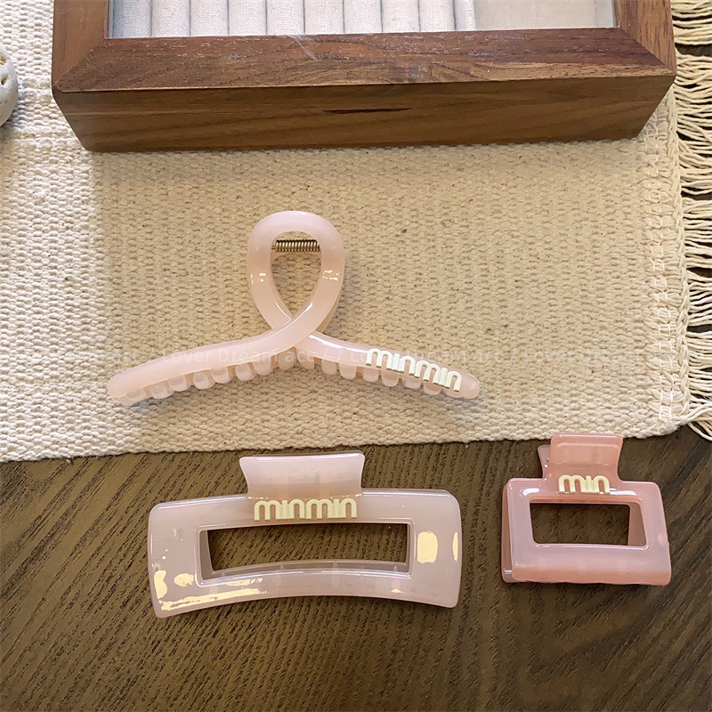 Korean-style Golden Letter Jelly Pink Rectangular Cross Hairpin Sweet All-match Clamp Hair Pontail Hair Accessories Korean-style Golden Letter Jelly Pink Rectangular Cross Hairpin Sweet All-match Clamp Hair Pontail Hair Accessories