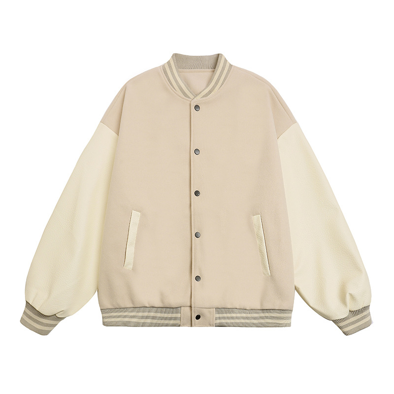 Chaqueta de bomber estadounidense transfronteriza de alta gama chaqueta casual jacket otoño e invierno manga PU marca de moda chaqueta de uniforme de béisbol personalización masculina image 17
