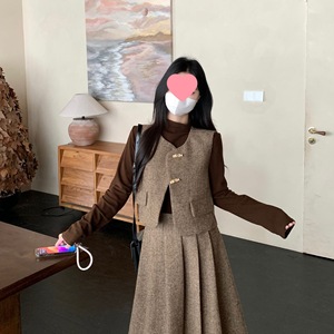 百搭时尚气质马甲秋季三件套新款洋气套装打底显瘦一整套女装