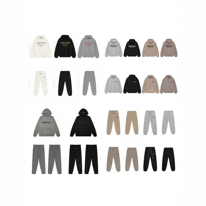 Cross-border 26S trendy brand FOG sub-line ESSENTIALS American style silicone print fleece-lined pure cotton couple's hoodie