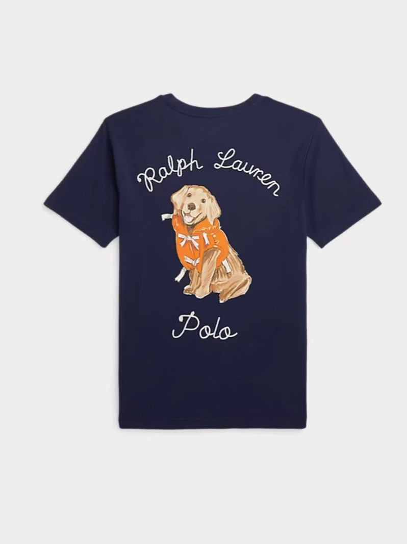 Ralph New 2025 Two-color Bow Embroidered Puppy T-shirt Parent-child Short-sleeved