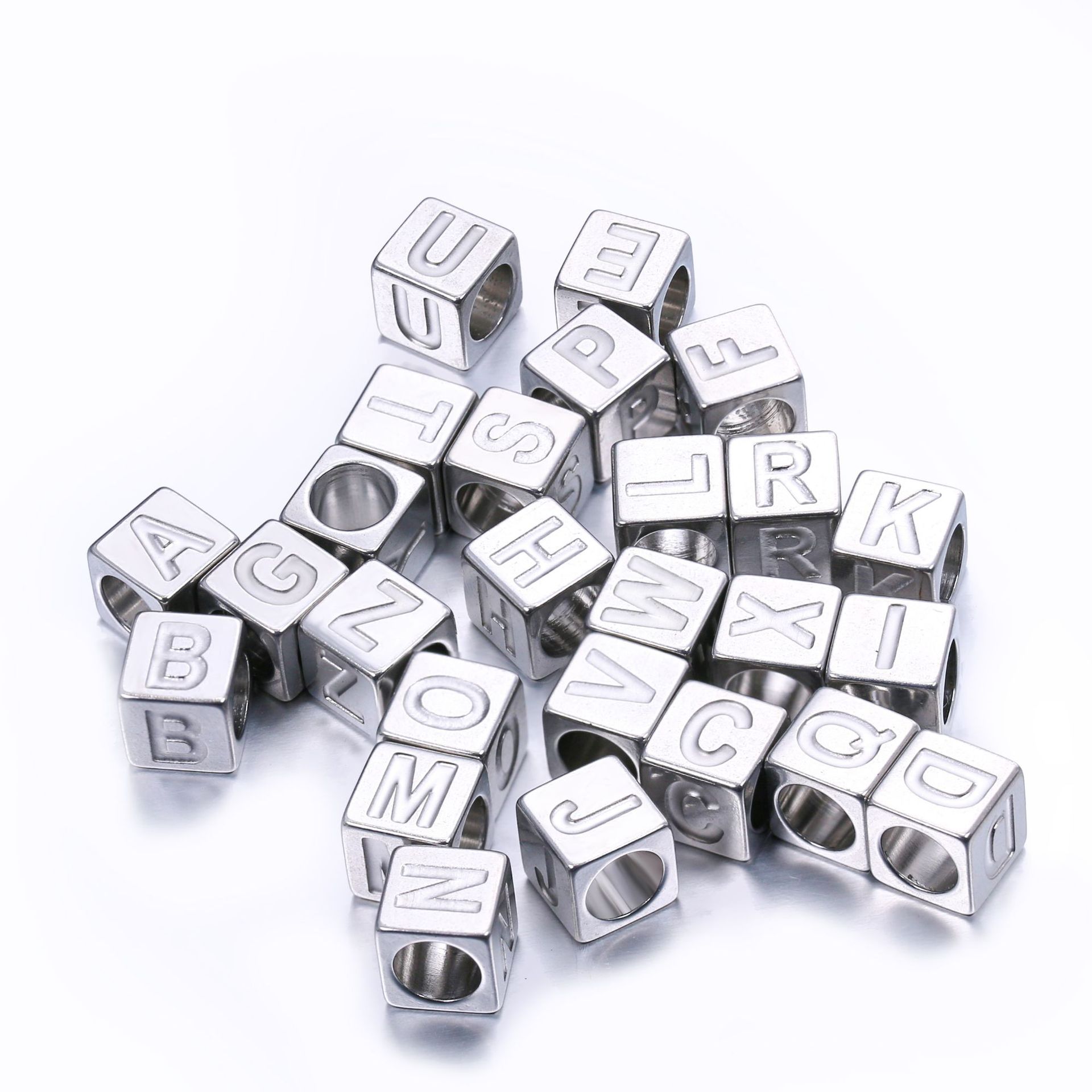 A Pack Of 3 Diameter 7 Mm Hole 5~5.9mm 304 Stainless Steel Letter Beads display picture 3