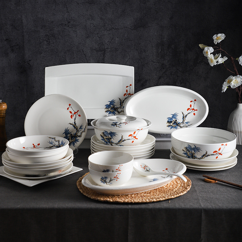 16-bit whole table large dish creative fish plate soup bowl ceramic Chinese plate Bowl plate tableware suit combination 16-bit whole table large dish creative fish plate soup bowl ceramic Chinese plate Bowl plate tableware suit combination