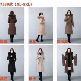 新款欧货羽绒棉服女中长款收腰连帽加厚时尚保暖外套冬